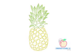 Fresh Ripe Pineapple Fruits Line Art