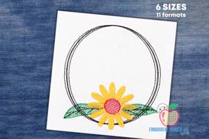Sunflowers Frame Sketch Embroidery