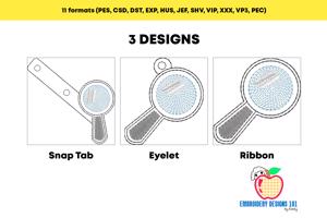 Magnifying glass ITH Keyfob Design