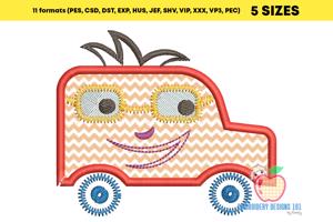 Cartoon Toy Van and Sunglasses Embroidery Design