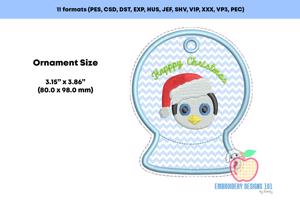 Christmas Penguin with Santa Hat In The Hoop Ornament