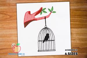 Bird Cage hanging to tree Quick Stitch