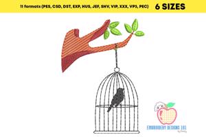 Bird Cage hanging to tree Quick Stitch