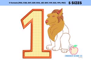 1st Birthday Siting Lion look at Front Side Applique