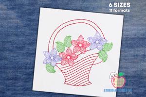 A Basket Full Of Flowers Bean Stitch