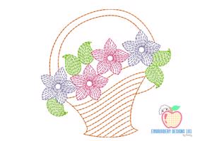 A Basket Full Of Flowers Bean Stitch