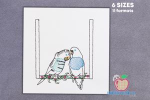 Parakeets Sketch Embroidery