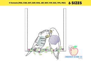 Parakeets Sketch Embroidery