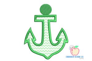 Green Colored Big Anchor Hook Applique