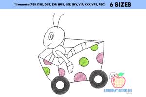 An Ant Travelling In A Cart Quick Stitch