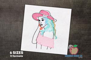 Rainbow Girl wearing hat Quick Stitch