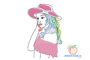 Rainbow Girl wearing hat Quick Stitch