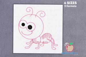 Funny Cartoon Ant Sketch Embroidery