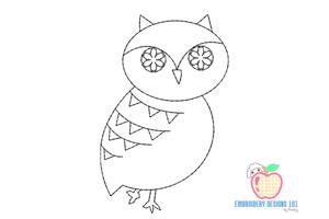 An Owl With Black And White Outline Running Line