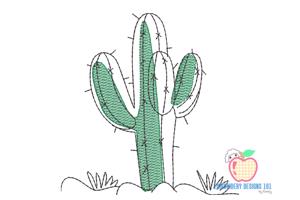 Cactus Plant in Desert Sketch Embroidery