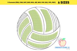 Volleyball Ball Sketch Embroidery