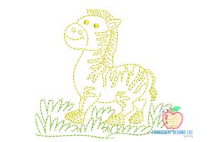 Baby zebra walks on grass Bean Stitch