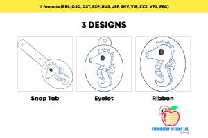 sea horse ITH Key Fob Pattern