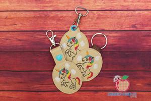 Fancy Rainbow Unicorn In The Hoop Keyfob