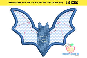 Huge Flying Bat  Applique Design
