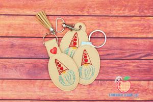 Cute Gnome with Heart In The Hoop Keyfob