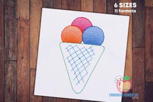 Sweet vanilla Ice Cram Sketch Embroidery