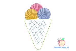 Sweet vanilla Ice Cram Sketch Embroidery