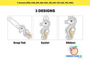 Seahorse ITH Snaptab Keyfob Design