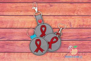 Cancer Awareness Ribbon ITH Key Fob Pattern