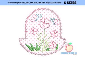 Colorful Spring Flowers with butterfly Applique Pattern