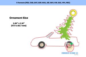 Christmas Car with Tree Ornament Embroidery