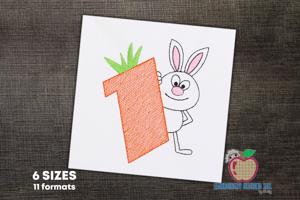 A Rabbit With A Carrot As One Sketch Embroidery