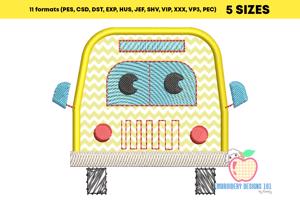 Front View of School Bus Applique Design