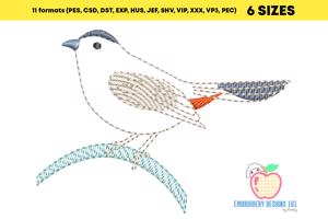 Catbird Gray Sketch Embroidery