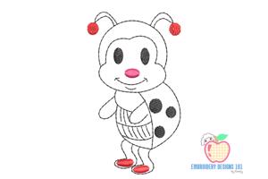 Cartoon Ladybug Sketch Embroidery