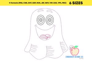 Cute Halloween Ghost Line Art