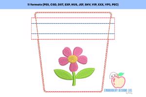 Flower in Pot Shape ITH Zipper Bag 4x4