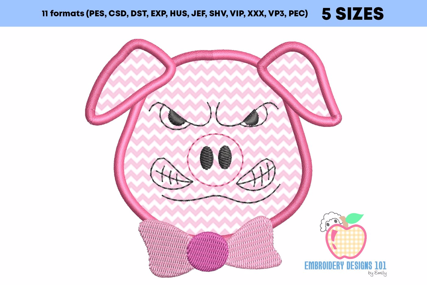 Angry Pig Applique for Kids