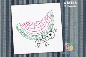 Ant Eating Watermelon Single Stitch Design Bean Stitch