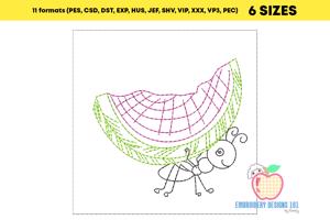 Ant Eating Watermelon Single Stitch Design Bean Stitch
