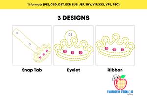 Crown Princess Queen Royal ITH Key Fob Pattern