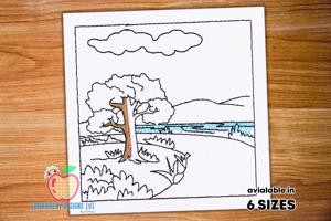 Forest With River Sketch Embroidery
