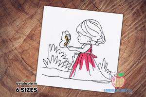 Girl Playing with butterfly Quick Stitch