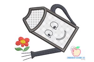 Beautiful Flower with Watering Can Applique