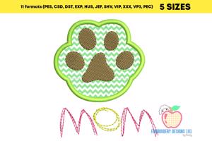 Dog Paw Design Embroidery Applique