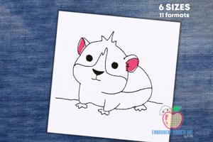 Cute Hamster Sketch Embroidery