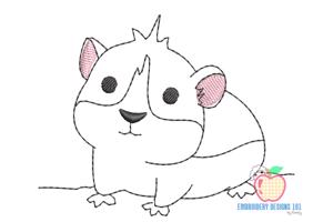 Cute Hamster Sketch Embroidery