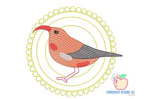 Hawaiian Bird Sketch Embroidery