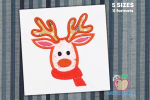 Reindeer face with Scarf Embroidery Design
