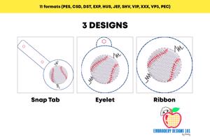 Baseball ekg Eyelet ITH KeyFob Snaptab